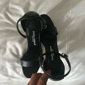 Dolce and Gabana leather barrocco heels with D@G heel